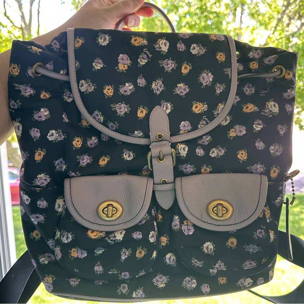 COACH Cargo backpack with vintage rose print